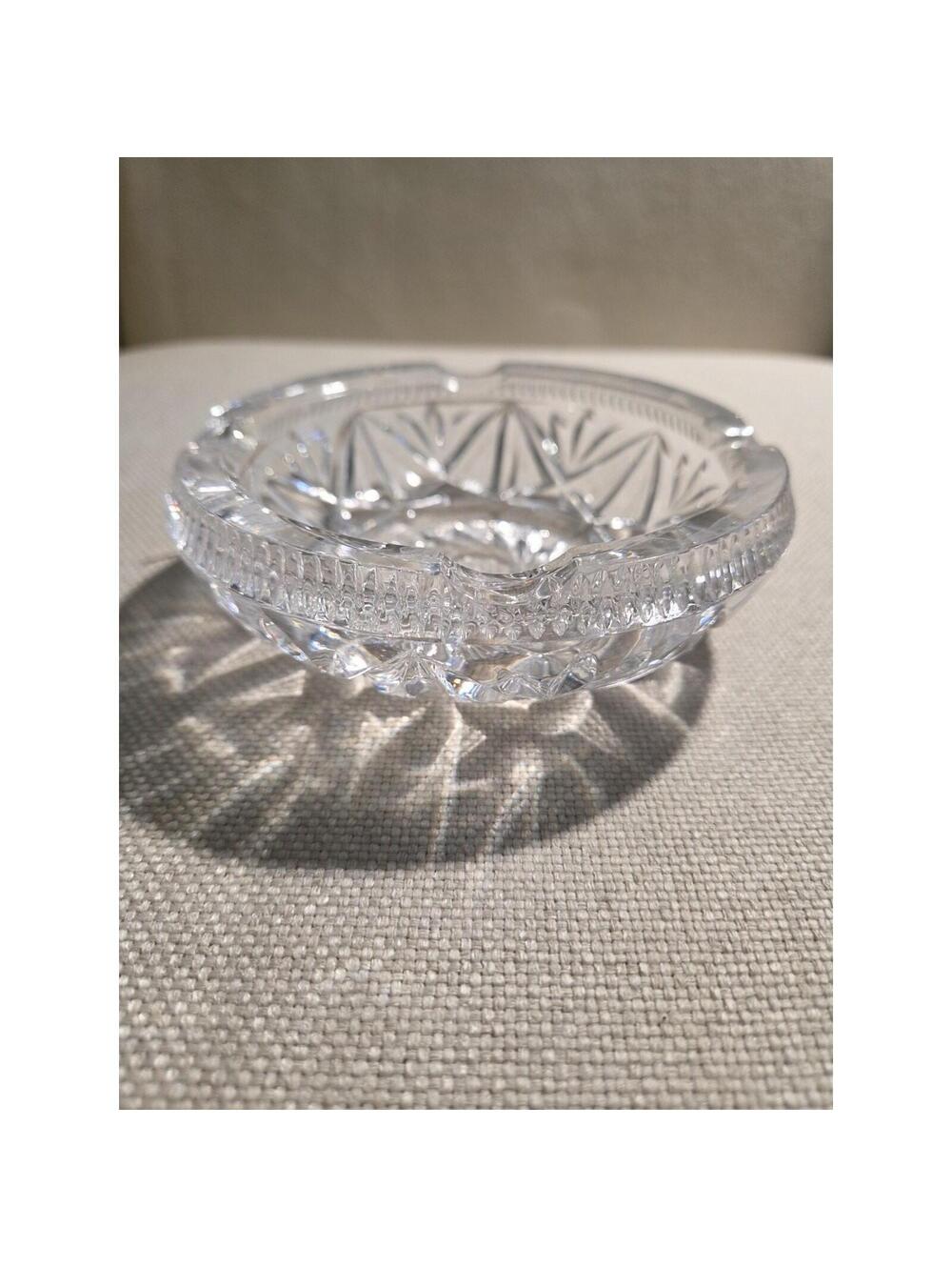 Vintage Heavy Cut Lead Crystal Ashtray 5.5” MCM Cigar Cigarette Trinket Dish